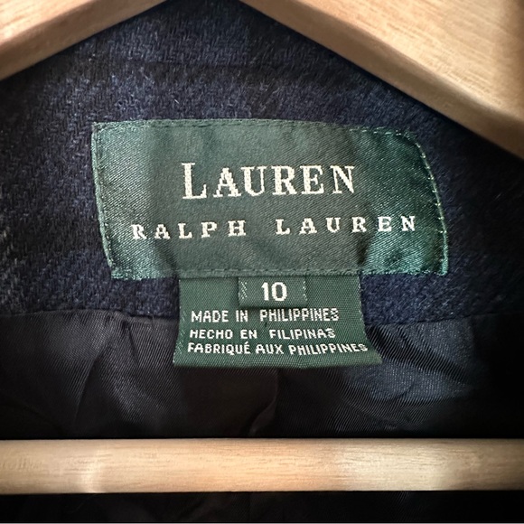 100% lambswool, Ralph Lauren, blazer size 10 blue and gray plaid - Picture 3 of 7